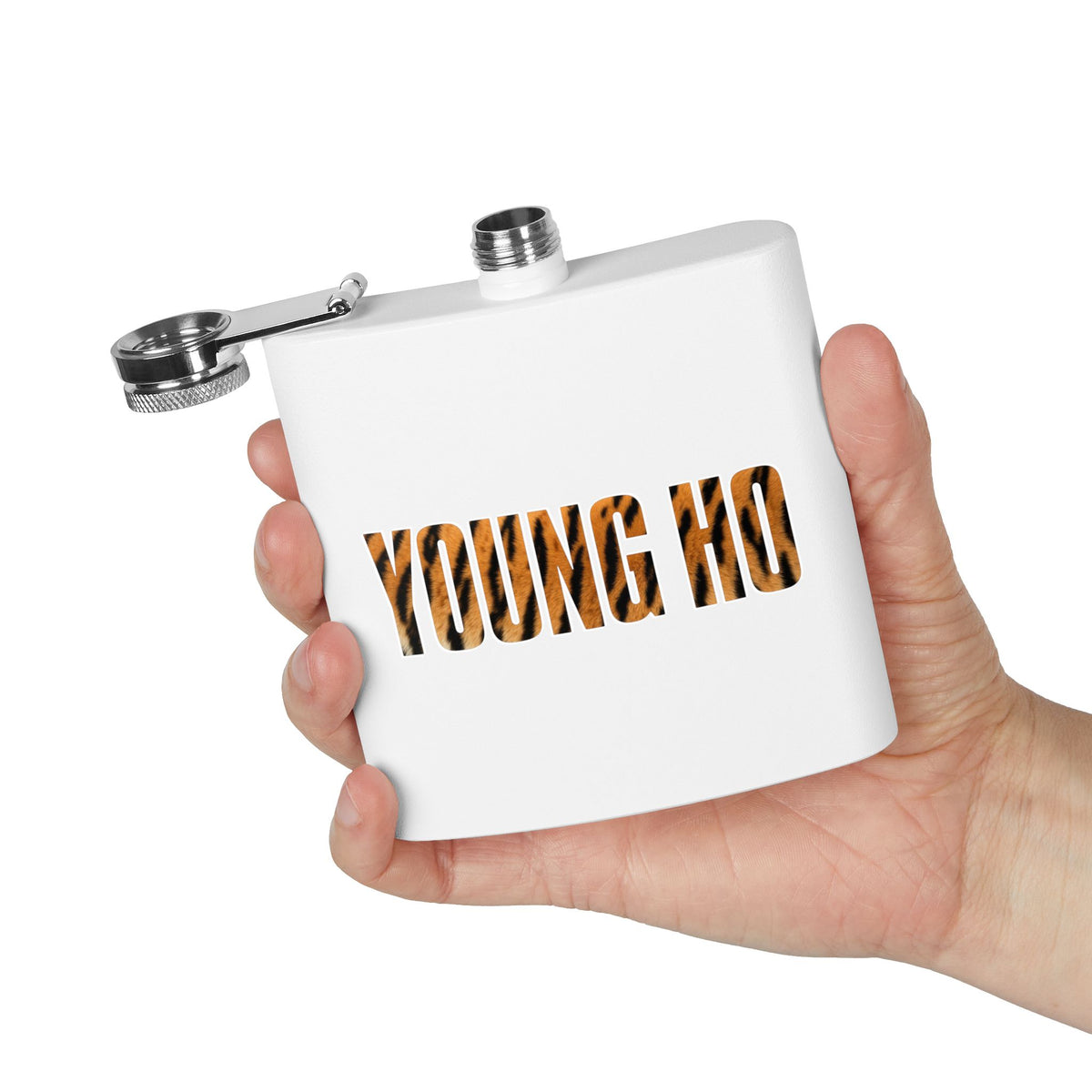 Young Ho Tiger Print Stainless Steel Flask 6oz