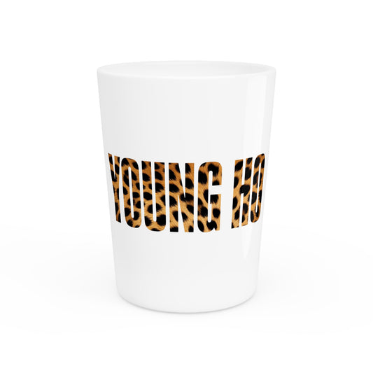 Leopard Print "YOUNG HO" 1.9oz Ceramic Novelty Shot Glass